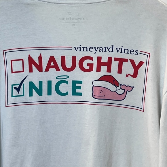 Vineyard Vines Naughty Nice Whale Santa Christmas Long Sleeve Tee - Picture 3 of 13